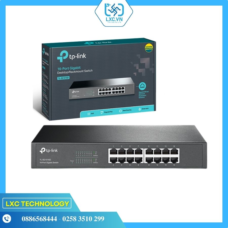 Bộ chuyển mạch TP-Link để bàn/giá đỡ 16 cổng Gigabit TL-SG1016D I Chính hãng