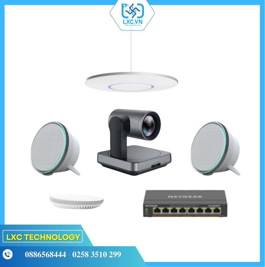 Bộ thiết bị hội nghị HuddleY2 (Yealink UVC84, Shure Stem Ceiling, Speaker, Hub và Switch POE) | Chính hãng