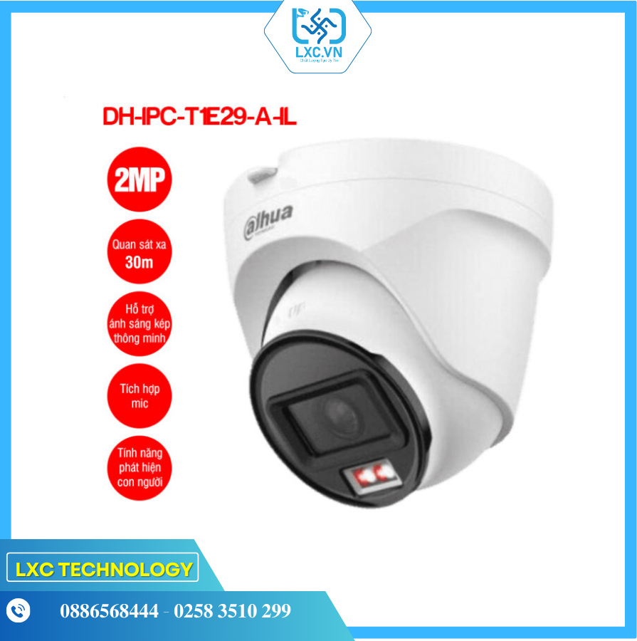Camera IP 2MP Dome DAHUA DH-IPC-T1E29-A-IL | Chính hãng