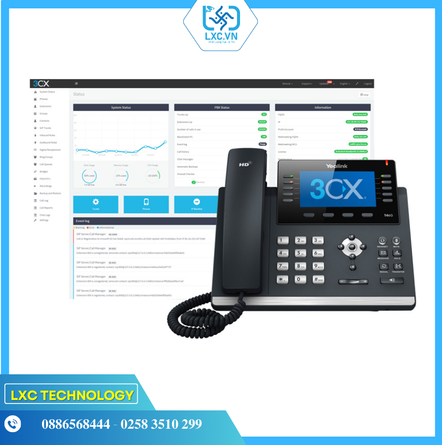 Hệ thống tổng đài điện thoại IP 3CX-Standard Edition-1024 SC |Chính hãng