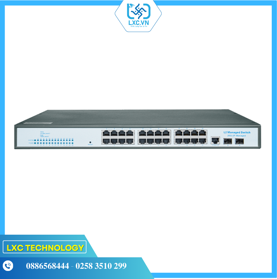 SWITCH LAYER2 24 CỔNG RJ45 + 2 UPLINK SFP SG2526 | Chính hãng
