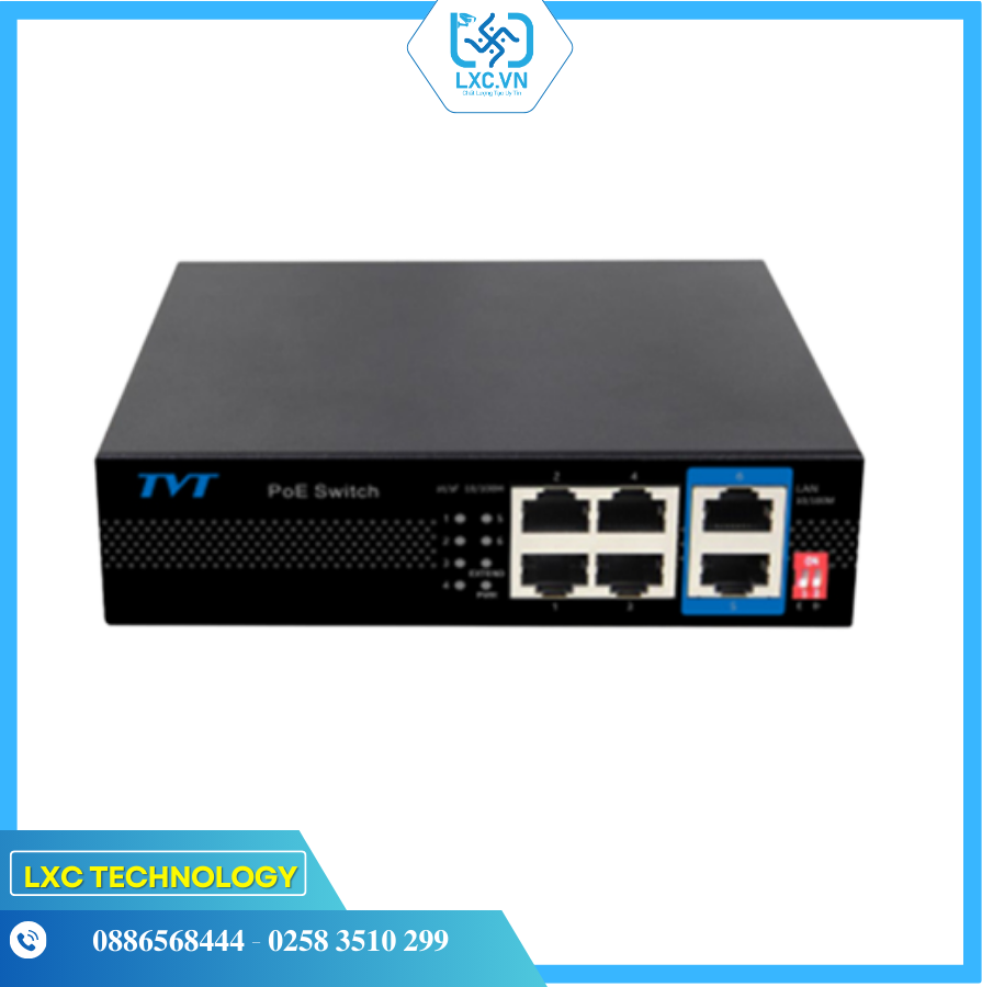 Switch POE 4 cổng + 2 Uplink RJ45 TD-B2204S1-PEU | Chính hãng